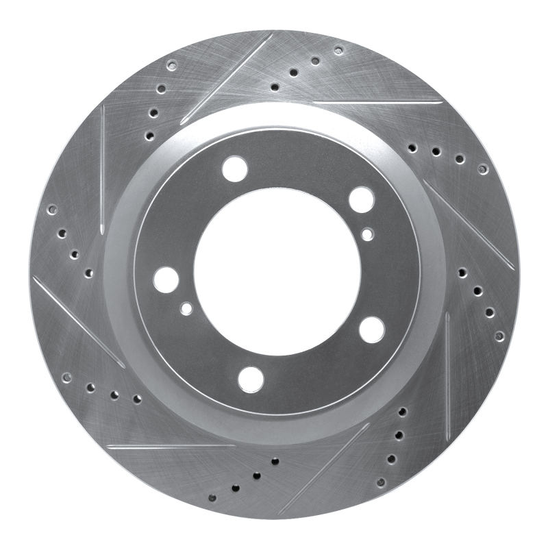 Lexus LX570 Brake Rotor (1) - Front Left - R1 Concepts - Drilled & Slotted - Silver - `07-`22
